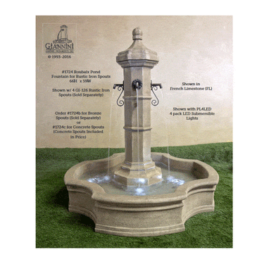 Roubaix Pond Outdoor Cast Stone Garden Fountain for Spouts Fountain Tuscan